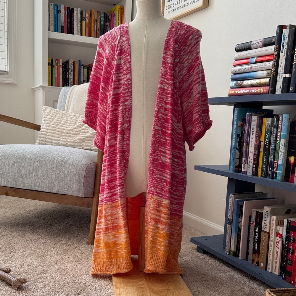 Lane Bryant Pink and Orange Gradient Cardigan
